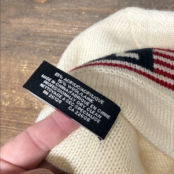Polo Ralph Lauren Vintage Cream Wool Blend Beanie Stocking Cap - Picture 3 of 4